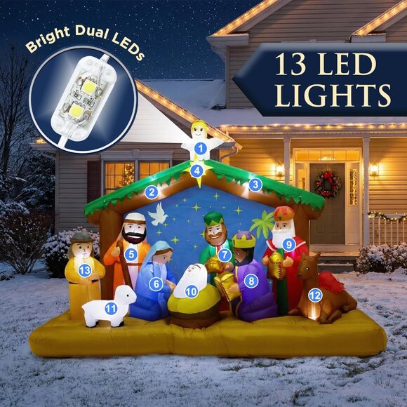 ⚡11 FT Christmas Inflatables Nativity 3 Sets Blow Up Yard Outdoor Decorations - Picture 5 of 8